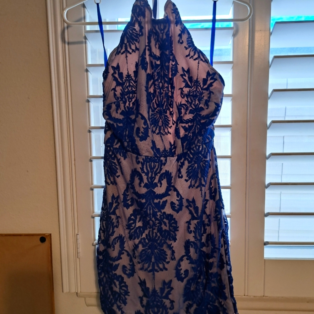 Angel Biba Cobalt Embroidered Mini Dress Sz 10